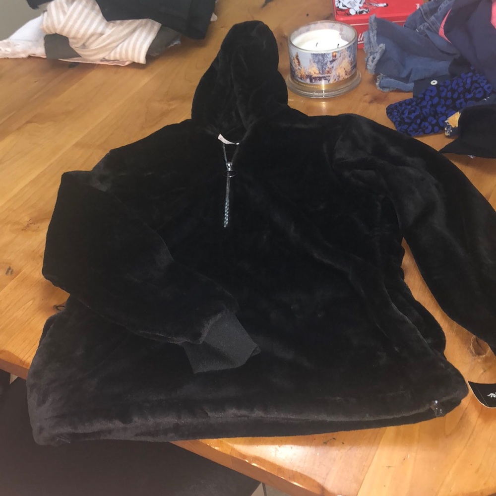 Ideology Sherpa quarter zip black jacket size small nwt